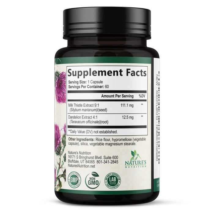 Milk Thistle Extract - Liver Cleanse Detox & Repair Formula with Dandelion Extract 1000mg - Herbal Liver Supplement - Nature's Milk Thistle w/Silymarin Marianum, Supports Liver Health - 60 Capsules