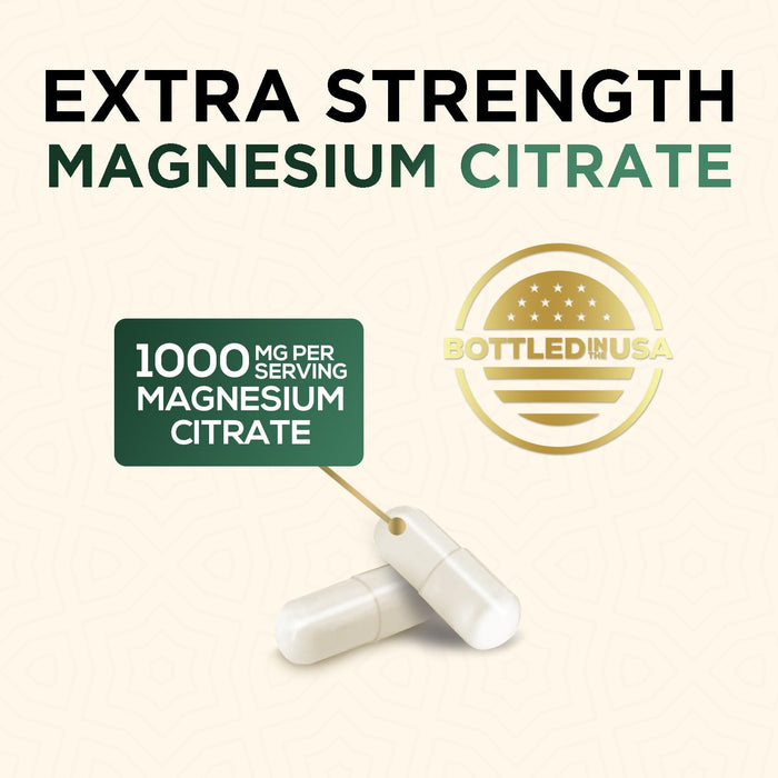 Magnesium Supplement (Citrate Oxide) 1000mg for Best Absorption, Supports Bone, Heart Health, Nerves, Muscles & Metabolism, Nature's Pure Magnesio Vitamin Pills, Bottled in USA, 120 Capsules