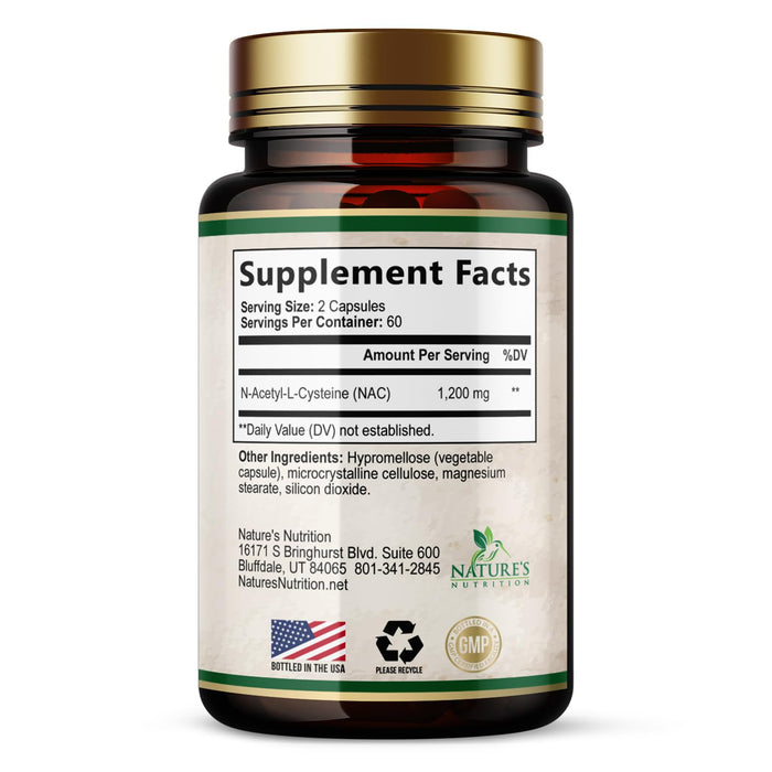 NAC Supplements N-Acetyl L-Cysteine (NAC) 1200 mg - NAC Supplement for Lung Health & Immune Support, Liver Support & Antioxidants, Freefrom N-Acetylcysteine, Gluten Free, Non-GMO