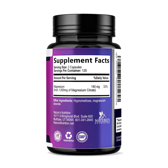 Magnesium Citrate 1000 mg - 240 Capsules