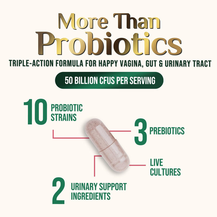 Vaginal Probiotics for Women pH Balance, Digestive, UT & Feminine Health Support - 50 Billion CFU, 10 Probiotic Strains, Prebiotics, & Cranberry - Supports Healthy Vaginal Odor & Flora