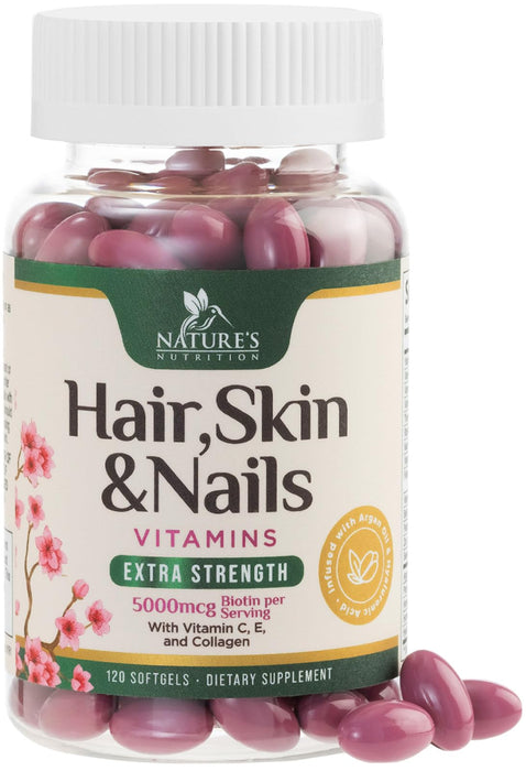 Hair, Skin & Nails + Biotin & Collagen 5000 mcg - 120 Softgels