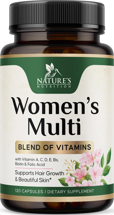 Multivitamin for Women with Vitamins A, C, D, E, B6, B12, Zinc, Calcium & Magnesium, Womens Daily Multi Vitamin Multimineral Supplement for Bone Health, Energy & Immune Support, Non-GMO - 120 Capsules