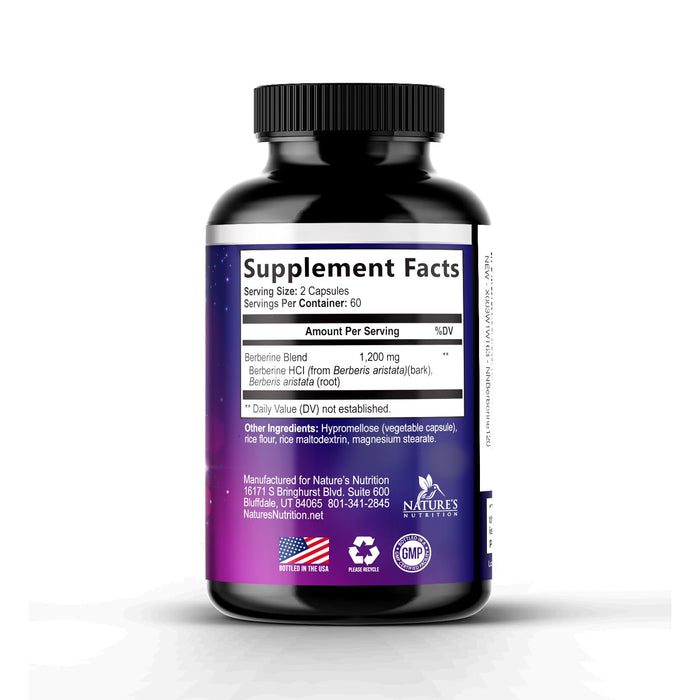 Berberine HCL 1200mg Supplement - Berberine HCI Capsules High Absorption Supplement for Heart Health & Immune Support, High Strength, Gluten-Free, Vegan, Non-GMO Pills - 120 Veggie Capsules