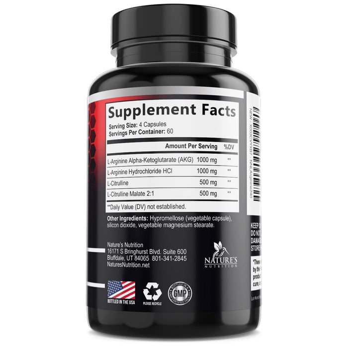 Nitric Oxide Booster Extra Strength 3000mg - L Arginine 3X Strength Nitric Oxide Supplements for Men and Women, Citrulline, Supports Muscle, Heart Health & Energy Supplement, Non-GMO - 240 Capsules
