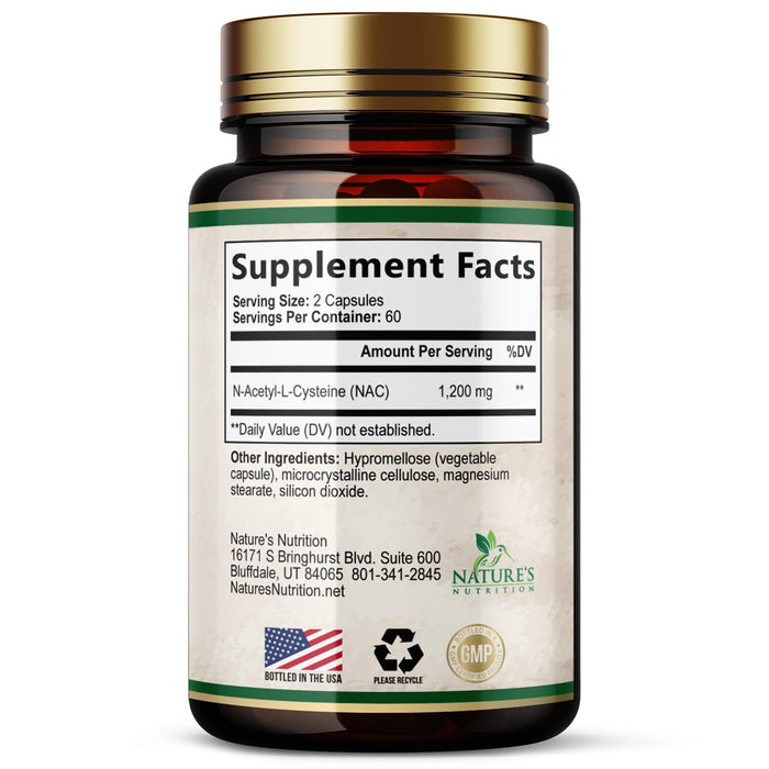 NAC Supplements N-Acetyl L-Cysteine (NAC) 1200 mg - NAC Supplement for Lung Health & Immune Support, Liver Support & Antioxidants, Freefrom N-Acetylcysteine, Gluten Free, Non-GMO