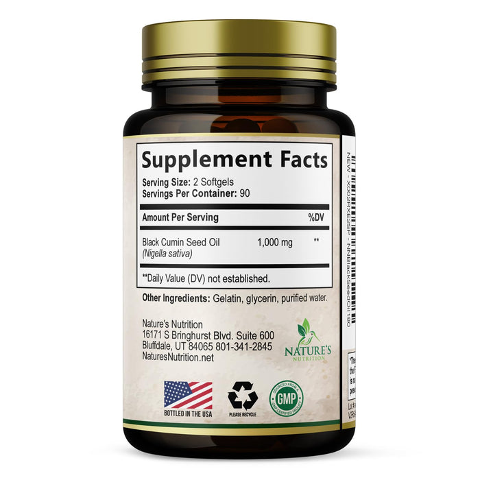 Black Seed Oil Softgels 1000mg - Premium Nigella Sativa Blackseed, Pure Natural Black Cumin Seed Oil & Antioxidant for Skin & Immune Support - Non GMO, Bottled in USA Supplement - 180 Softgels