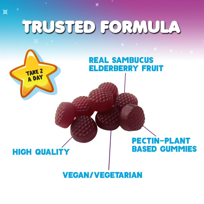 Children's Daily Immune Support Gummies with Real Elderberry + Vitamin C & Zinc to Support Kids Healthy Immune System, Natures Sambucus Elderberry Gummy, Chewable Supplement, Gluten-Free, 60 Gummies