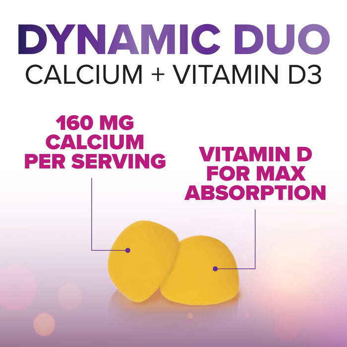 Chewable Calcium Supplements for Women & Men - Sugar Free Calcium with 400 IU Vitamin D3 Gummy for Bone, Teeth, & Immune Health Support - Non-GMO, Berry Flavored, Daily Vitamins Chews - 60 Gummies