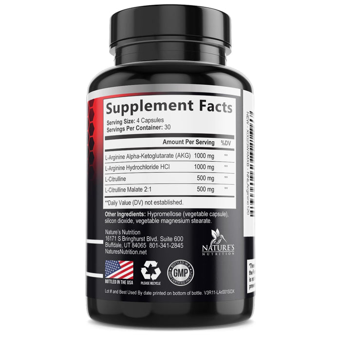 Nitric Oxide Booster Extra Strength 3000mg - L Arginine 3X Strength Nitric Oxide Supplements for Men and Women, Citrulline, Supports Muscle, Heart Health & Energy Supplement, Non-GMO - 120 Capsules