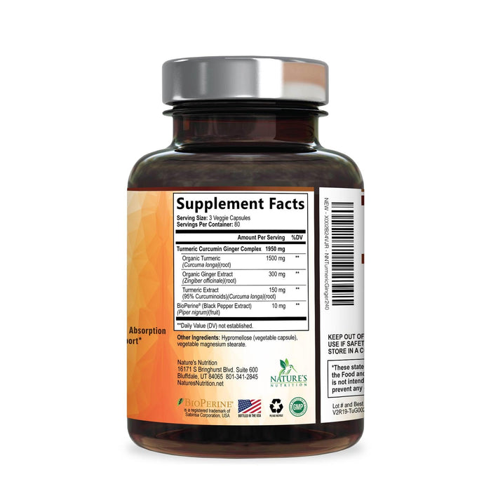 Turmeric Curcumin + Ginger & Black Pepper 1950 mg - 240 Capsules