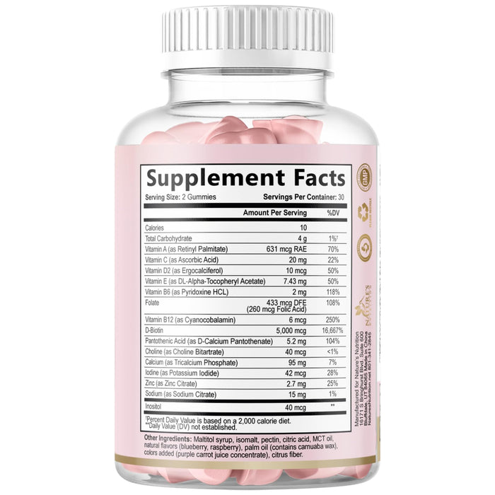Hair, Skin & Nails Vitamins 5000 mcg - 60 Gummies
