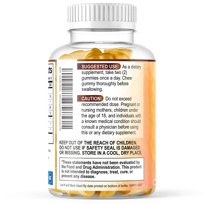 Omega 3 Fish Oil Gummies, Heart Healthy Omega 3 Gummy Supplement with High Absorption DHA & EPA, Extra Strength Joint & Brain Support, Delicious Orange Flavor Fish Oil Nature's Vitamin - 120 Gummies