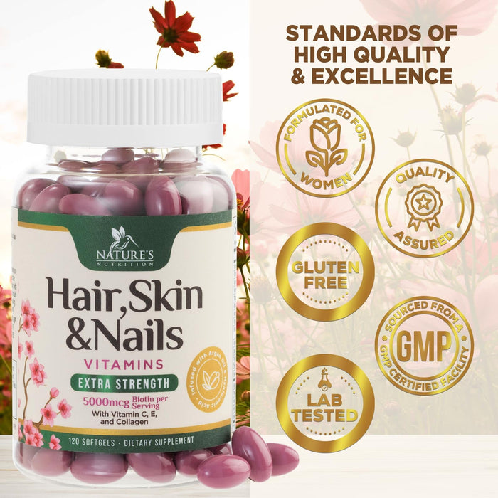 Hair, Skin & Nails + Biotin & Collagen 5000 mcg - 120 Softgels