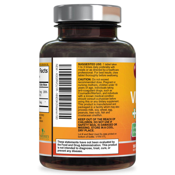 Vitamin D3 + K2 (MK-7) 2000 IU + 75 mcg - 180 Chewable Tablets