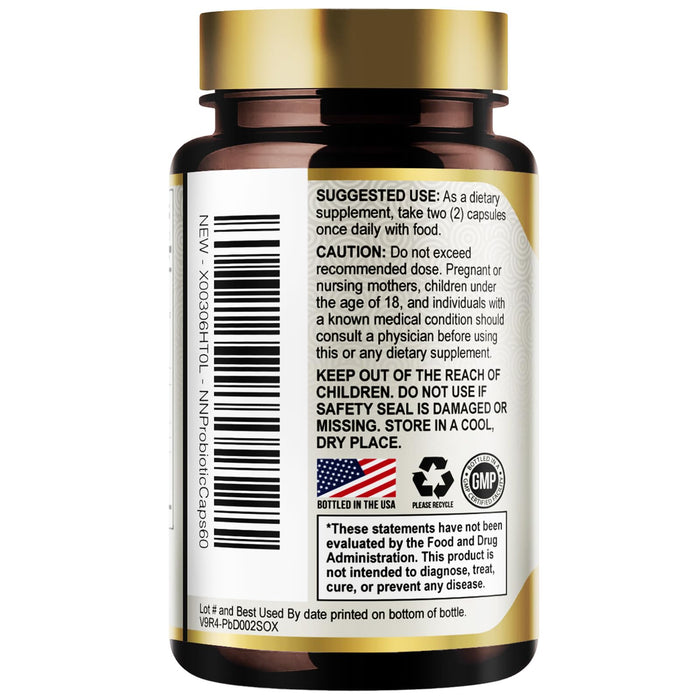 Probiotics for Women & Men - 100 Billion CFU 10 Strains + Prebiotics - Digestive Health, Gut & Immune Support - Support for Occasional Constipation, Gas & Bloating - Non-GMO Shelf Stable - 60 Capsules