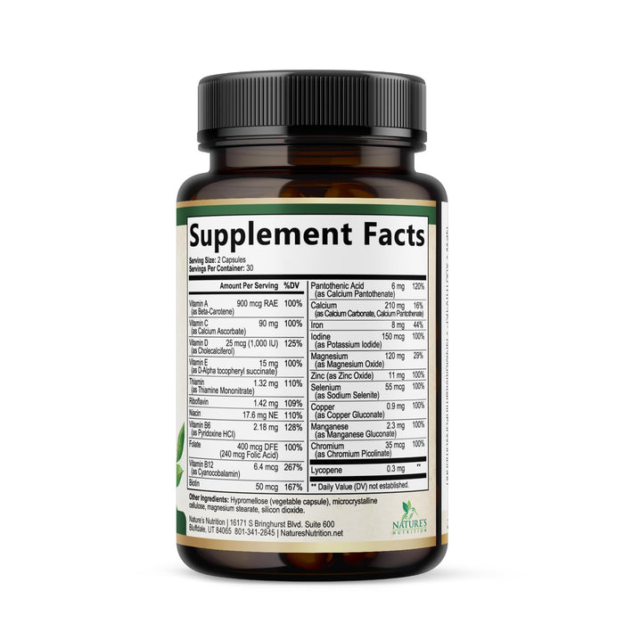 Multivitamin for Women with Vitamins A, C, D, E, B6, B12, Zinc, Calcium & Magnesium, Womens Daily Multi Vitamin Multimineral Supplement for Bone Health, Energy & Immune Support, Non-GMO - 60 Capsules