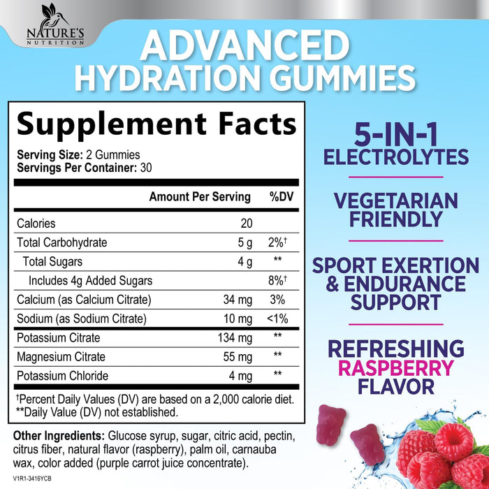 Electrolyte Gummies - Raspberry, 60 Gummies