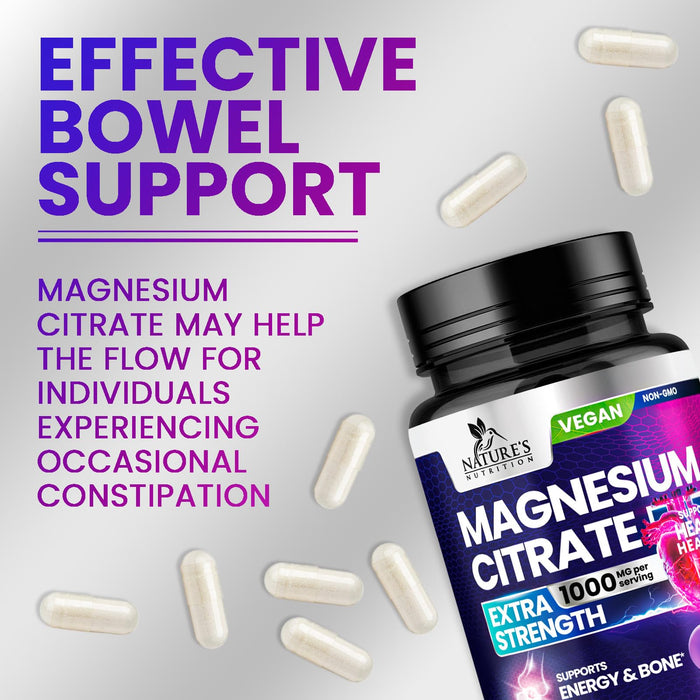 Magnesium Citrate 1000 mg - 180 Capsules
