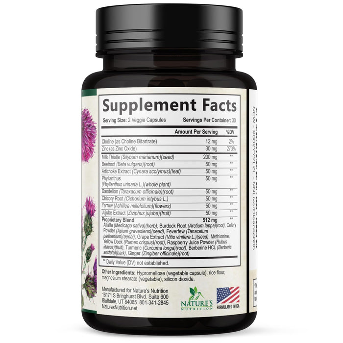 Liver Cleanse Detox & Repair Formula - Herbal Liver Support Supplement with Milk Thistle with Silymarin, Artichoke Extract, Dandelion, Beet, Chicory Root, & Turmeric for Liver Health - 60 Capsules
