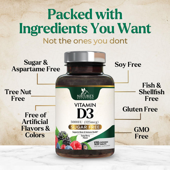 Vitamin D3 5000 IU - 120 Chewable Tablets