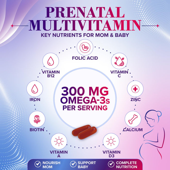 Prenatal Multivitamin + Folic Acid & DHA - 180 Softgels