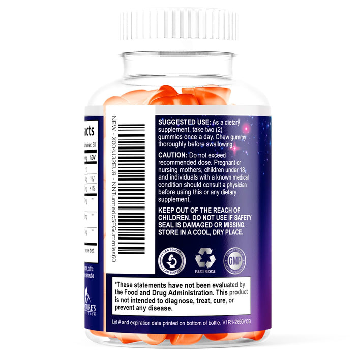 Turmeric Supplement Gummies Sugar Free - Turmeric Curcumin and Ginger Gummies with Black Pepper Extract for High Absorption, Curcumin Gummy for Joint Support, Non-GMO, Gluten Free