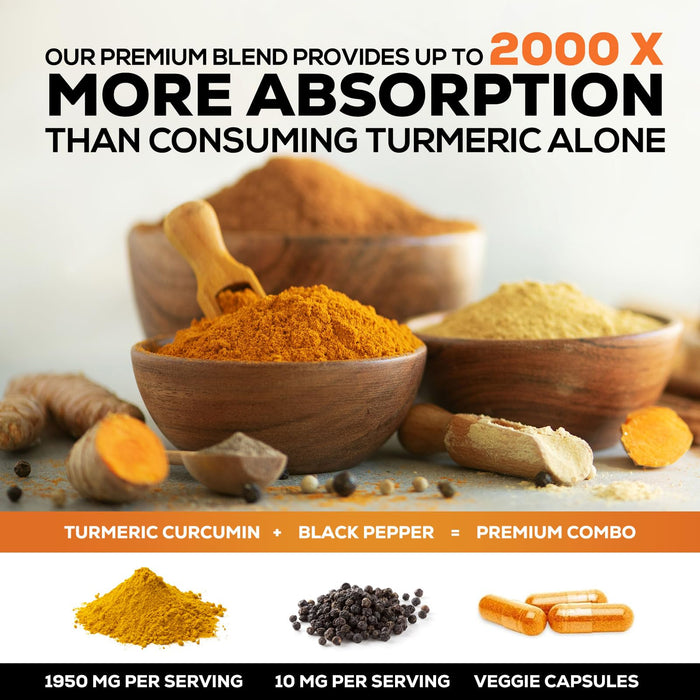 Turmeric Curcumin + Black Pepper 1950 mg - 120 Capsules