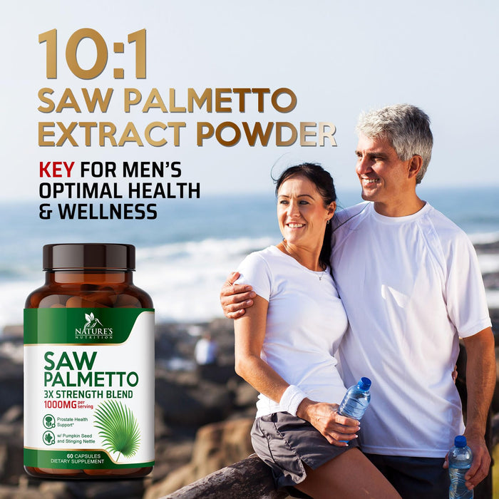 Saw Palmetto for Men 1000MG Prostate Health Supplement - Saw Palmetto Extract Prostate Support Supplement, Prostate Supplements for Men's Health Support, Prostate Urinary Health Support, 60 Capsules