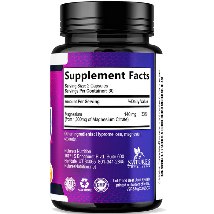 Magnesium Citrate 1000 mg - 60 Capsules
