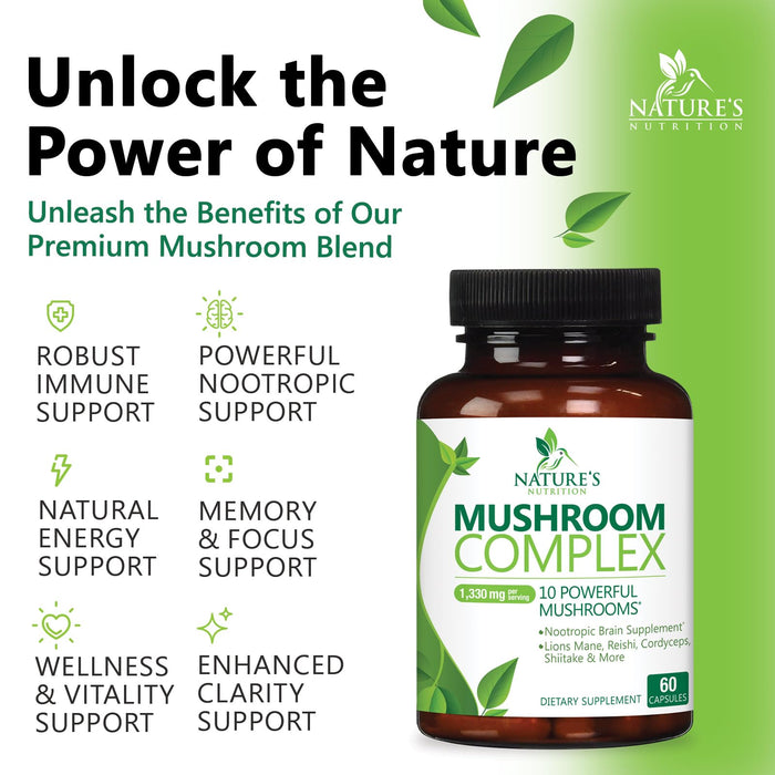 Mushroom Complex 10-in-1 1330 mg - 60 Capsules