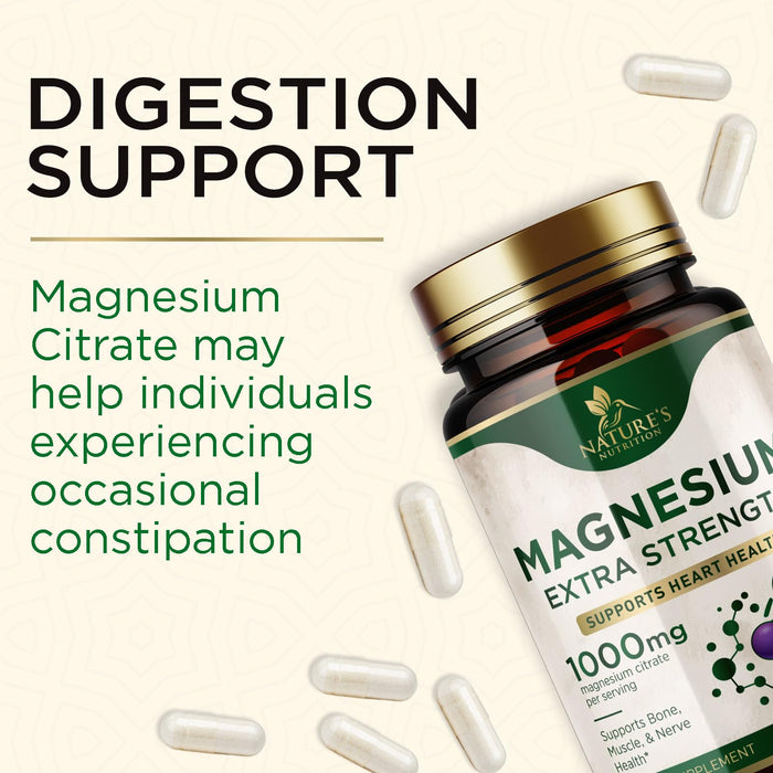Magnesium Supplement (Citrate Oxide) 1000mg for Best Absorption, Supports Bone, Heart Health, Nerves, Muscles & Metabolism, Nature's Pure Magnesio Vitamin Pills, Bottled in USA, 120 Capsules
