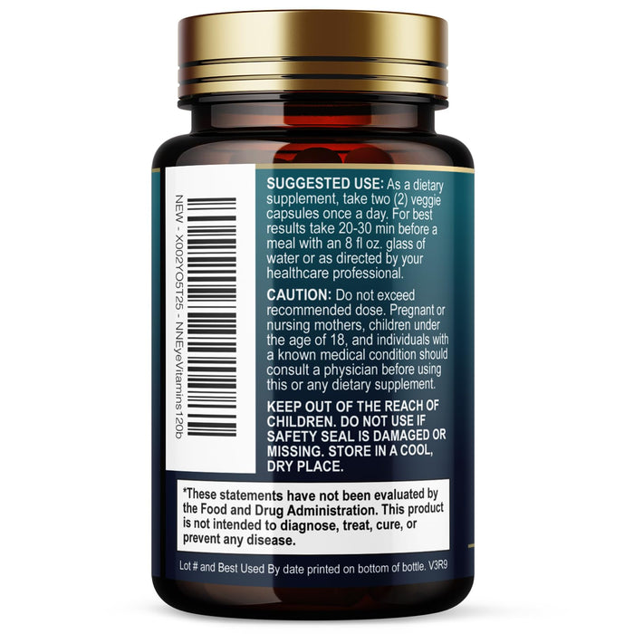 Eye Vitamins & Mineral Supplement - Contains Lutein, Zinc, Vitamins C, E & Zeaxanthin - Supports Eye Strain, Vision Macular Health & Dry Eyes for Seniors with Lycopene, Gluten Free - 120 Capsules