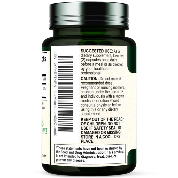 Magnesium Glycinate 1000mg - Magnesium for Bone, Muscle, Nerves & Heart Health Support, Natures Sleep Support, Best Mag Supplement Pills for Whole Body - Chelated for Ultra Absorption - 60 Capsules