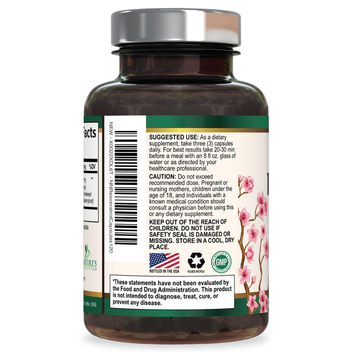 Resveratrol Supplement 1800mg - Extra Strength Antioxidants for Healthy Aging & Immune Support - Heart Health & Cellular Energy Support - Non-GMO, Bioavailable Trans-Resveratrol - 120 Vegan Capsules