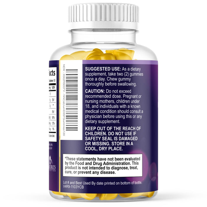 Chewable Calcium Supplements for Women & Men - Sugar Free Calcium with 400 IU Vitamin D3 Gummy for Bone, Teeth, & Immune Health Support - Non-GMO, Berry Flavored, Daily Vitamins Chews - 120 Gummies