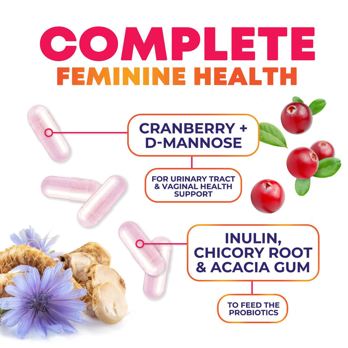 Probiotics for Women - 90 Billion CFU 16 Probiotic Strains with Cranberry, Vaginal Probiotics with Prebiotics PH, Digestive, UT, Immune, & Feminine Health Support, Pro Biotics for Women, 60 Capsules
