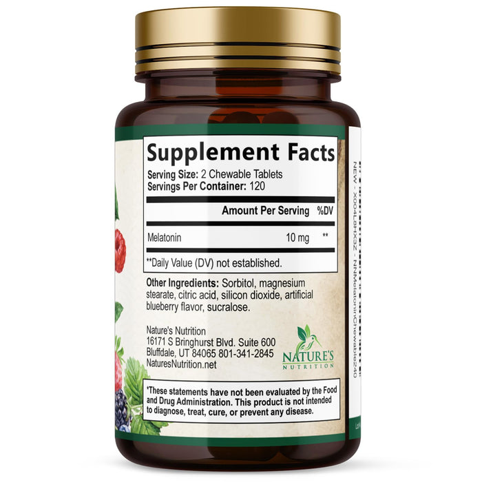 Melatonin 10 mg Fast Dissolve, Melatonin Supplements for Restful Sleep, Natural Sleep Support Supplement for Adults, Extra Strength Strawberry-Flavored Tablets, Sugar Free, 240 Tablets, 120 Day Supply