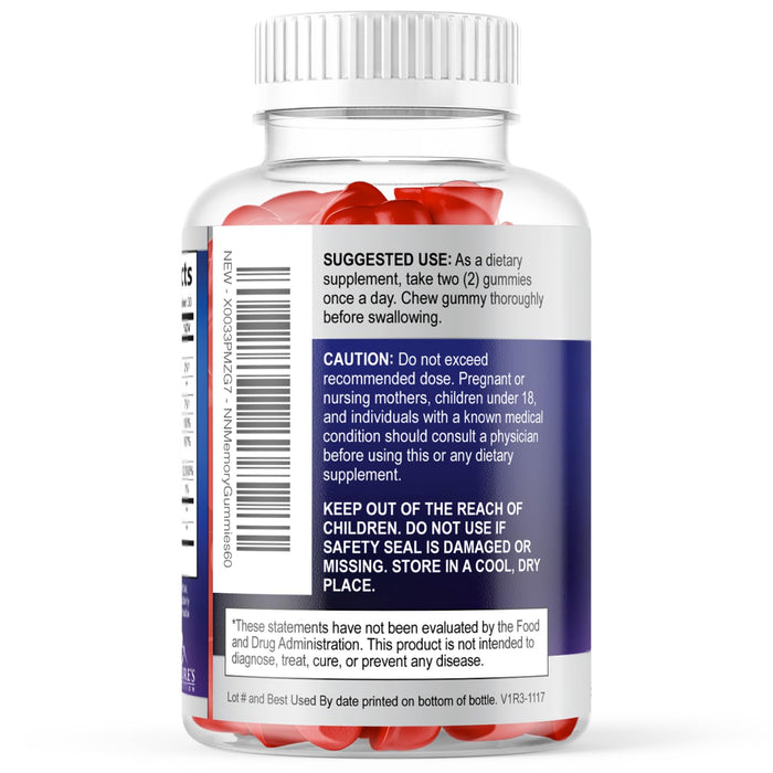 Brain Supplement Gummies for Concentration Memory & Focus Support - Brain Clarity Health with B6 B12, Phosphatidylserine, Coffee Extract, Nootropics Cognitive Vitamins for Adults - 60 Vegan Gummies
