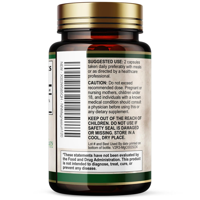 Magnesium Supplement (Citrate Oxide) 1000mg for Best Absorption, Supports Bone, Heart Health, Nerves, Muscles & Metabolism, Nature's Pure Magnesio Vitamin Pills, Bottled in USA, 120 Capsules