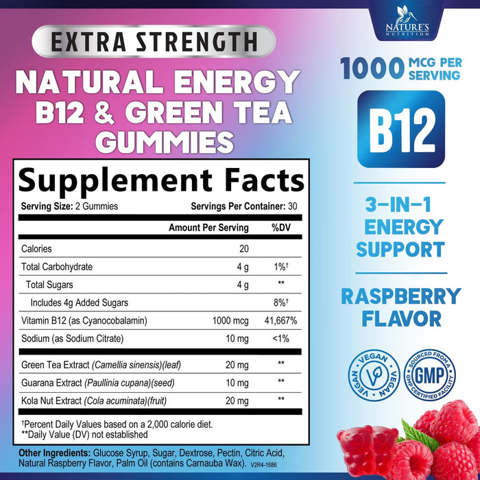 Energy Gummies 1000 mcg - Berry, 60 Gummies