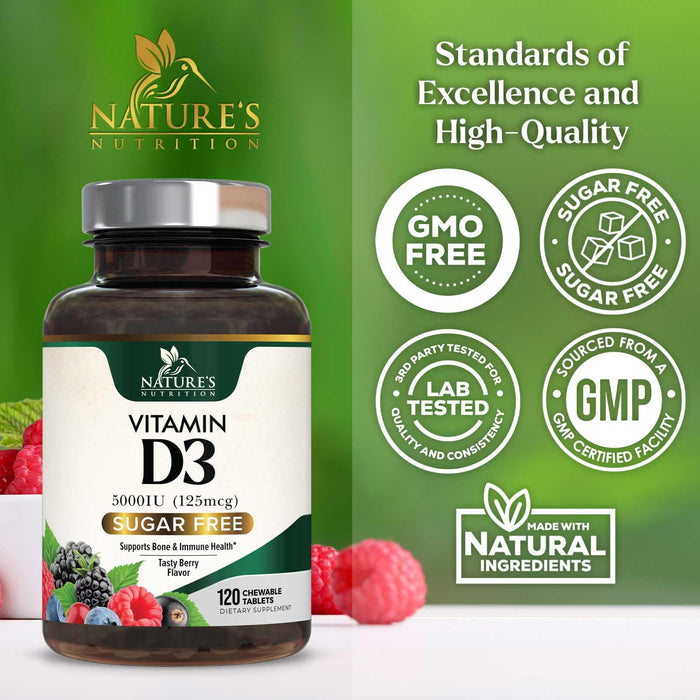 Vitamin D3 5000 IU - 120 Chewable Tablets