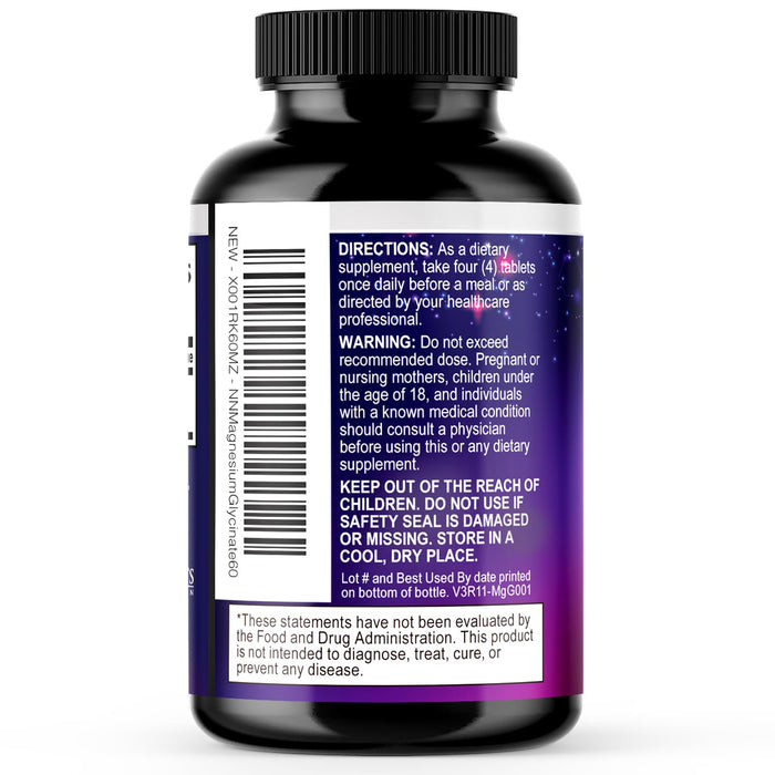 Magnesium Glycinate 500mg - Chelated for Ultra Absorption - Supports Bone, Muscle, Nerves & Heart Health, Nature's Sleep Support, Best Magnesium Supplement Pills for Whole Body Support - 60 Tablets