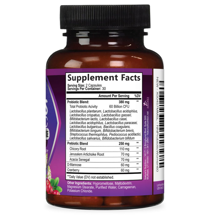 Women's Probiotic + Cranberry & Prebiotics 60 Billion CFU - 60 Capsules