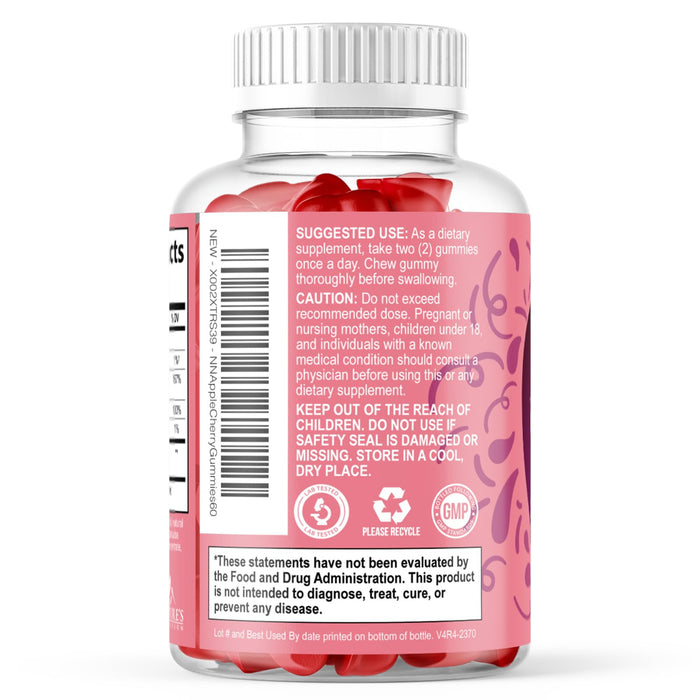 Vegan Apple Cider Vinegar Gummy 1000mg - Sugar Free ACV Gummies Vitamins Supplement with Vitamin B12 for Energy - Supports Digestion, Detox and Cleanse - Gelatin-Free, Non-GMO - 60 Gummies