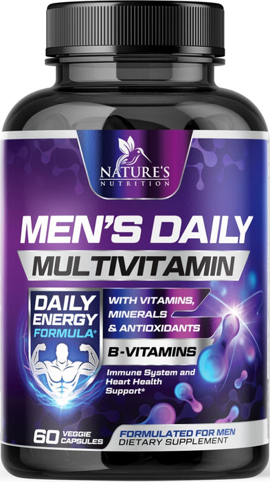 Multivitamin for Men - Vitamin A, C, D, E, Zinc, Calcium, Multivitamins for Immune Health Support, Vitamin B12, Men’s Daily Multivitamin Supplement Capsules, Non-GMO Mens Multi Vitamins - 60 Capsules