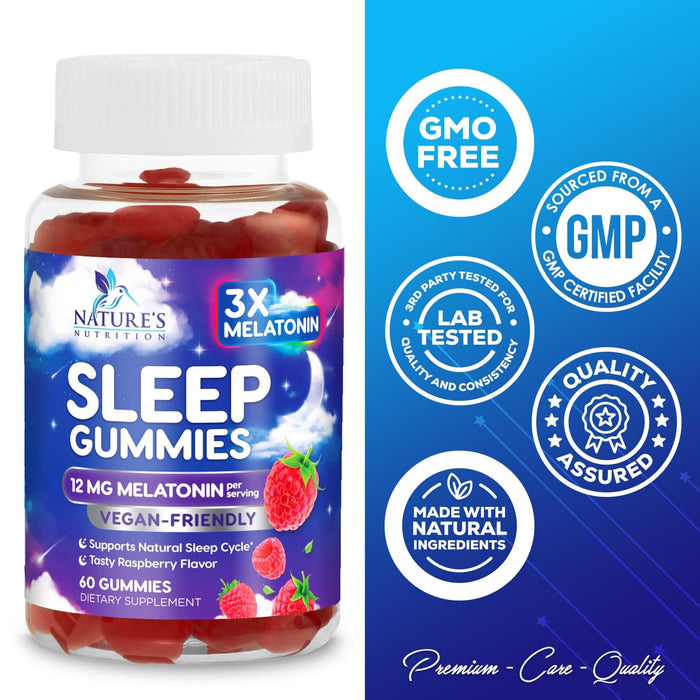 Melatonin Sleep Gummies 12 mg - 60 Gummies