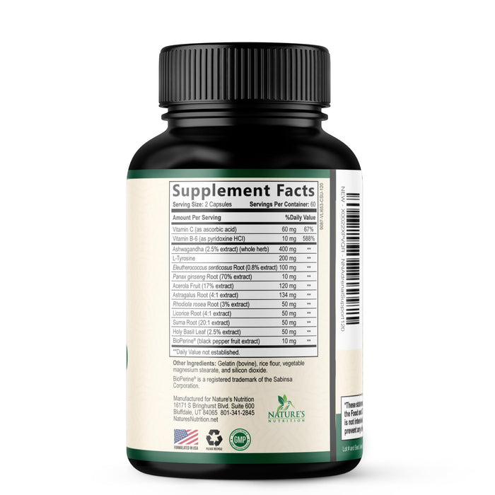 Adrenal Support Supplements Cortex Complex, Best Energy Supplement, Supports Cortisol Health & Energy Levels, Daily Ashwagandha for Women & Men, Supports Adrenal Fatigue & Immune System, 120 Capsules
