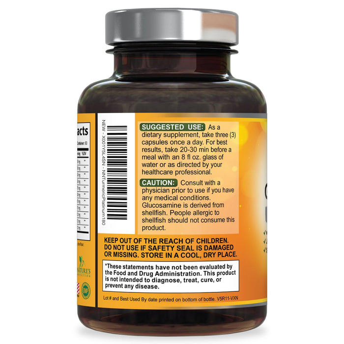 Turmeric Curcumin Supplement 2000mg with Glucosamine Chondroitin & Ginger, 95% Curcuminoids, BioPerine Black Pepper for Best Absorption, Nature's Joint Support, Non-GMO, Bottled in USA - 180 Capsules