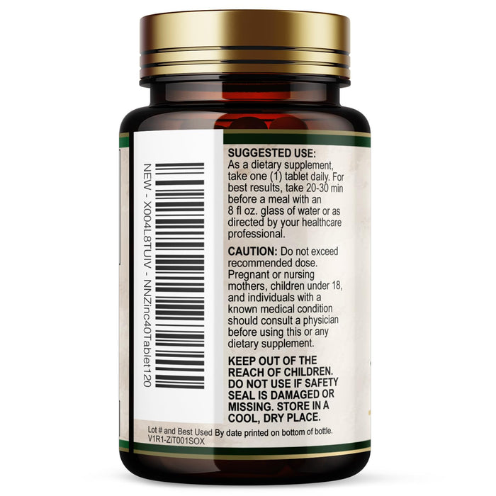 Zinc 40mg Supplements for Women and Men, Supplement for Immune Health Support, Skin Health Support, & Antioxidant Supplement for Adults with Zinc Gluconate 40 mg, High Potency, Non-GMO